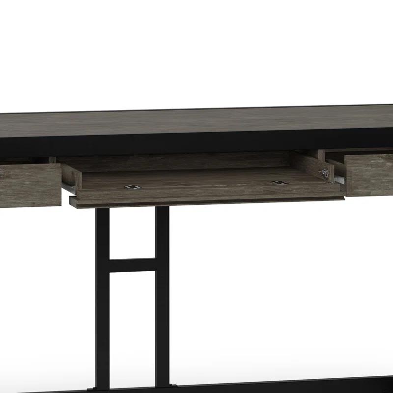 Simpli Home Erina Solid Acacia Wood Desk, Industrial Style with Keyboard Tray and 2 Drawers & Reviews | Wayfair