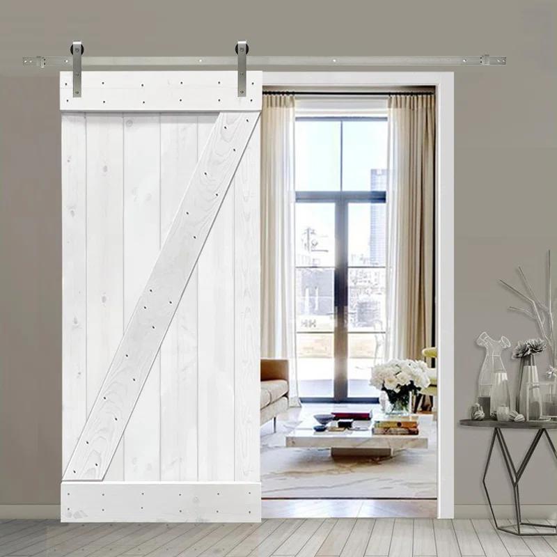 Calhome 84'' Solid + Manufactured Wood Paneled Painted with Installation Hardware Kit Barn Door