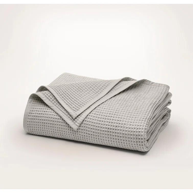 GOURE Waffle Bed Blanket – Luxurious 100% Organic Cotton Bedding – Soft, Lightweight and Breathable – Plush and Springy Waffle Weave Design – Pewter, Full/Queen