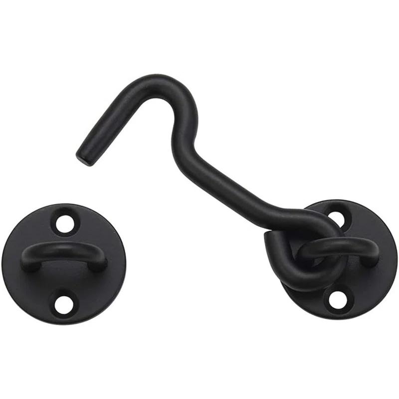 MAXAYA 4” Privacy Hook And Eye Gate Latch Easy Lock For Barn Door, Blac...