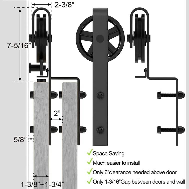 HomLux Standard Double Barn Door Hardware Kit