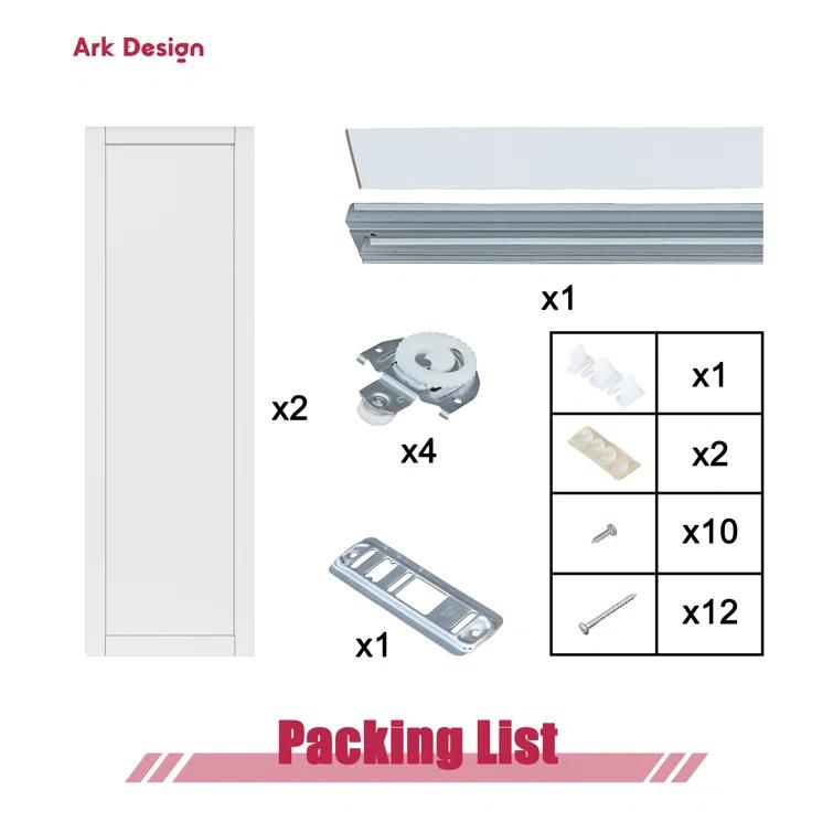 ARK DESIGN 80” Tempered 1 Lite Frosted Glass White Closet Sliding Door with Hardware & Handles