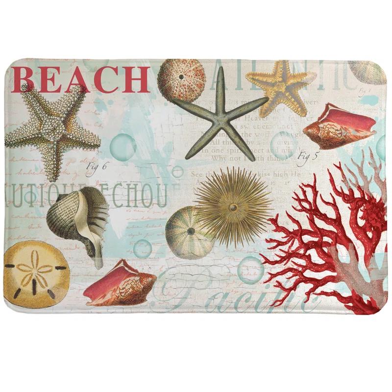 Highland Dunes Hager Dream Beach Shells Memory Foam Rug