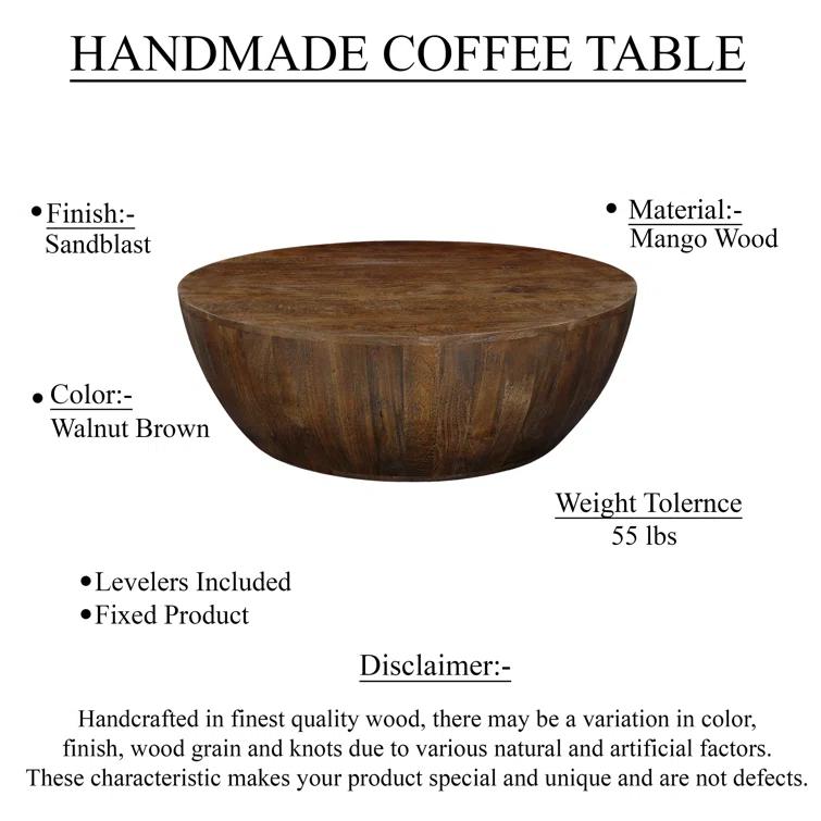 Vivenne Mango Wood Drum Coffee Table