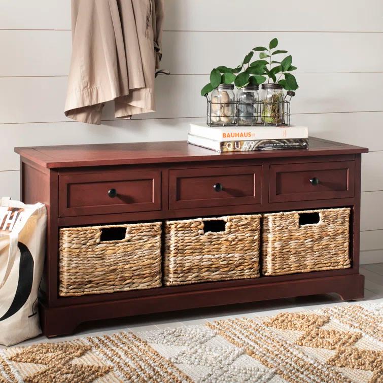 Adayla Solid Wood Drawers Storage Bench