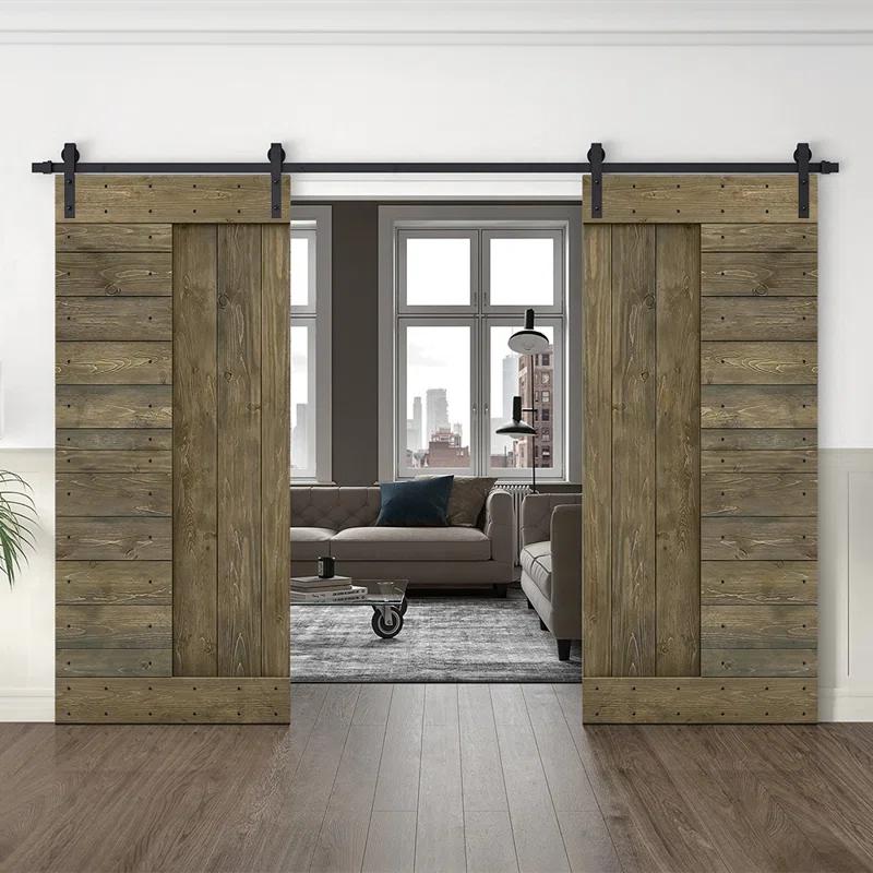 Calhome 84'' Solid Wood Paneled Painted with Installation Hardware Kit Barn Door