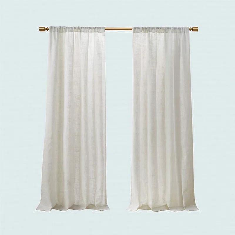 Madison Park Kyler White Linen Blend Light Filtering Curtain Panel Pair 52x84" (Set of 2)
