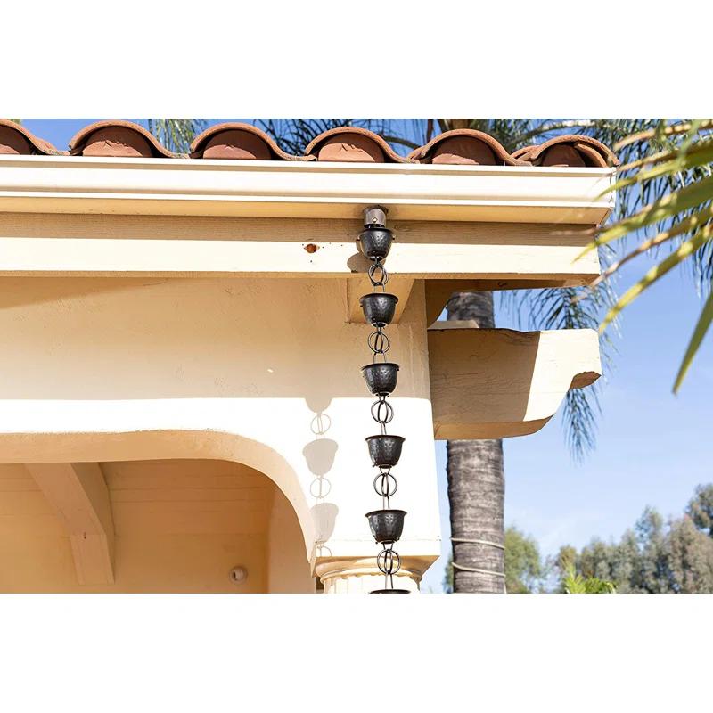 Monarch Rain Chains Aluminum Hammered Cup Rain Chain Replacement Downspout for Gutters