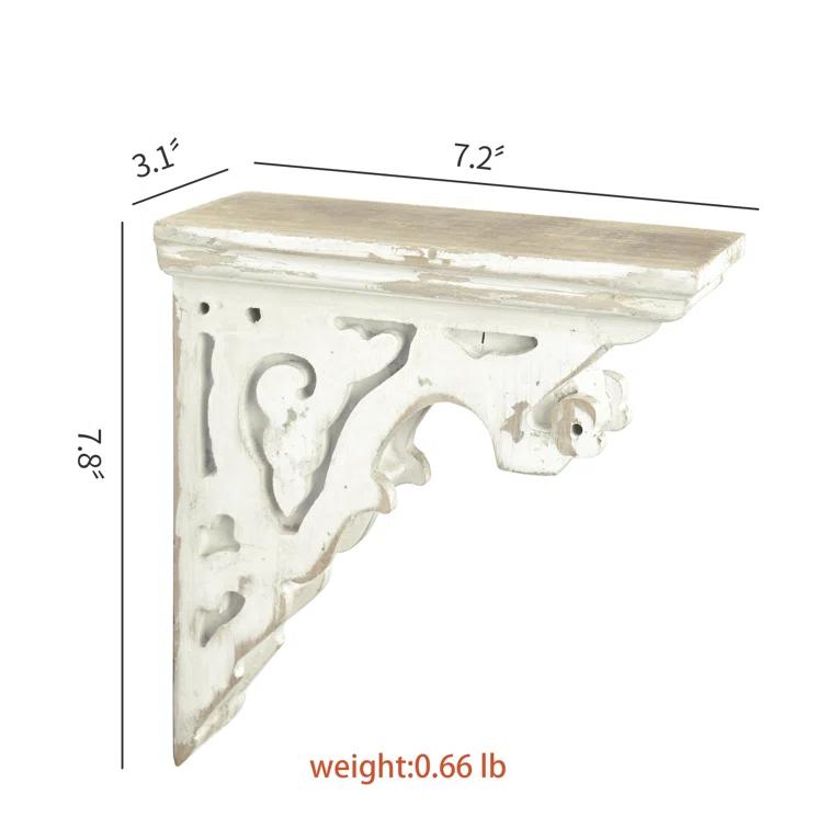 Ophelia & Co. Vintage Shabby Wood Corbels Brackets for Shelf Farmhouse Wall Decor (Set of 2)