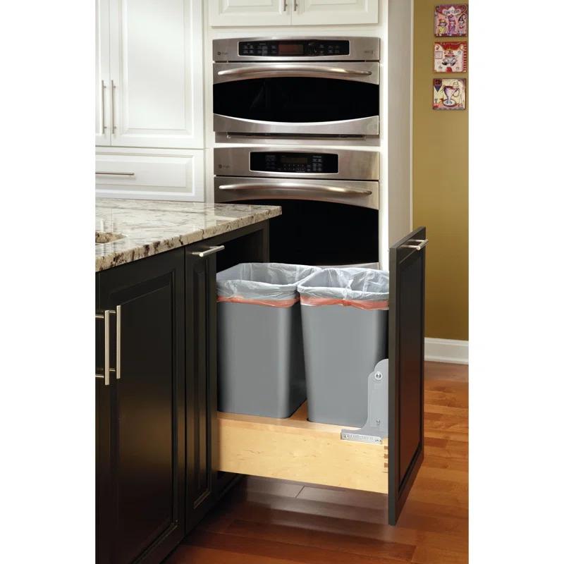 Rev-A-Shelf Rev-A-Shelf Double Pull Out Bottom Mount Trash Can, Gray