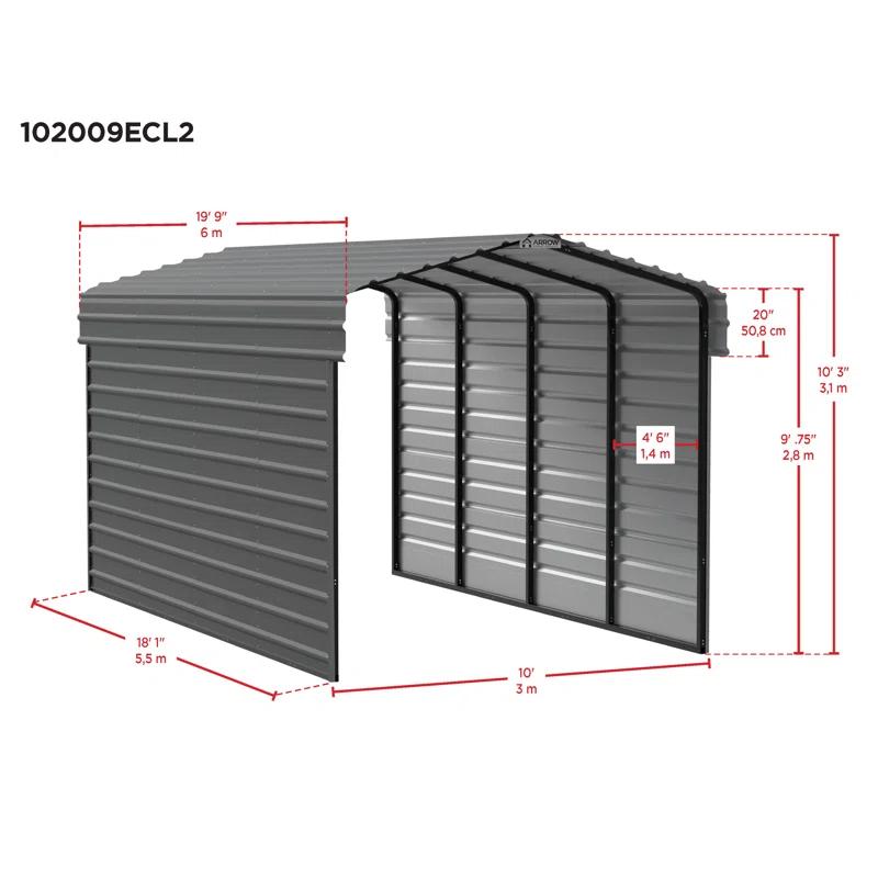 Arrow Arrow Steel Carport with 2 Side Wall Kits, 10x20x09