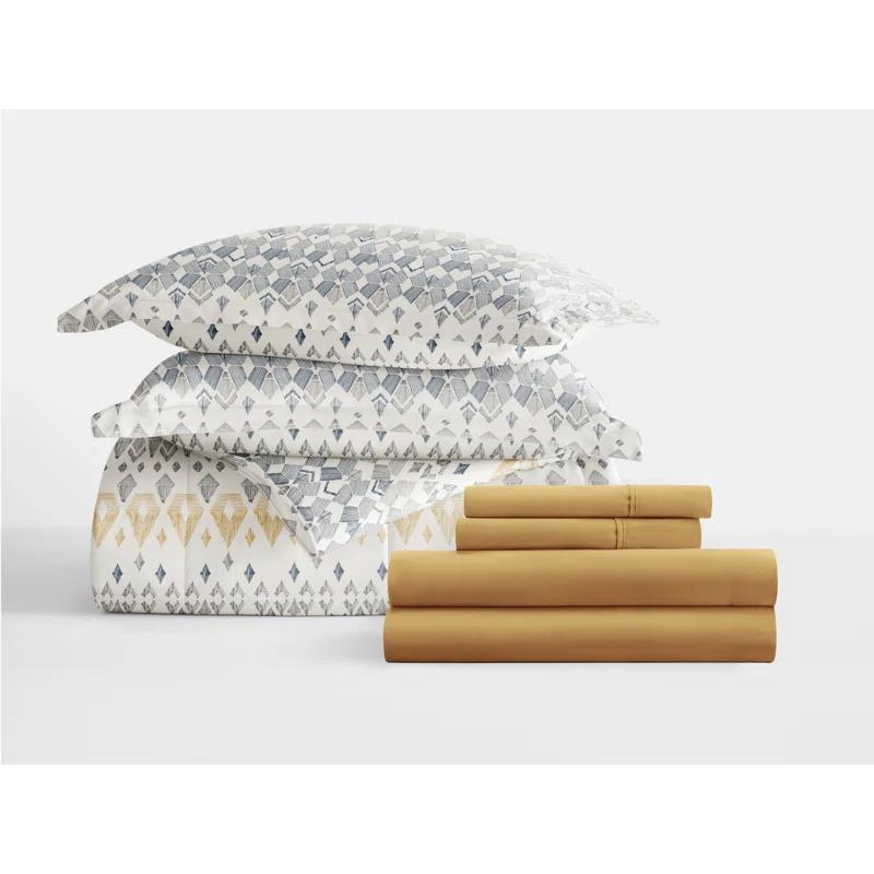7-Piece Bedding Bundle - Pattern Comforter and Sheet Set