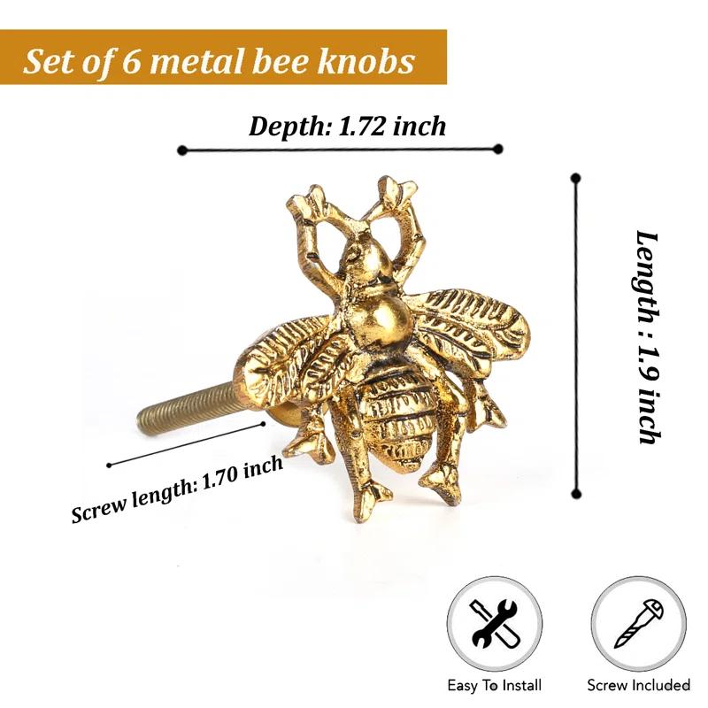 1.9" Length Bee Novelty Knob Multipack (Set of 6)