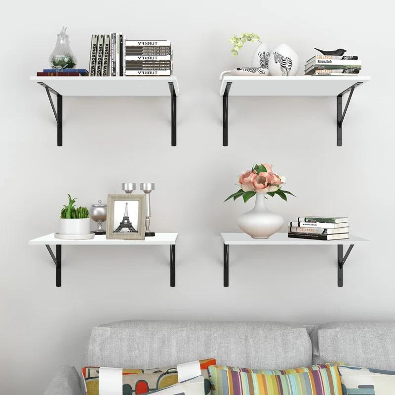 Rebrilliant Deep Floating Wall Shelves - 4 Sets Of 12 Inch Wide Wood Shelves For Bathroom, Bedroom, Kitchen, Living Room