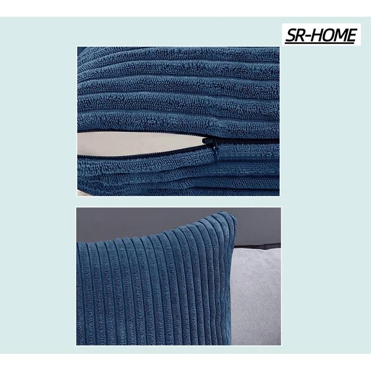 LALA & WONZ Corduroy Striped Throw Pillow Covers (Set of 2)