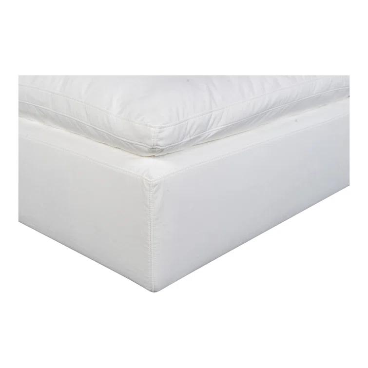 White Performance Fabric Transitional Ottoman