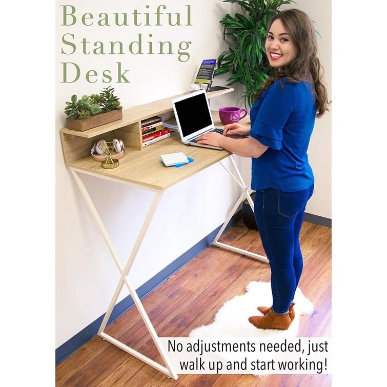 Stand Steady Solid Wood Top Metal Base Standing Desk