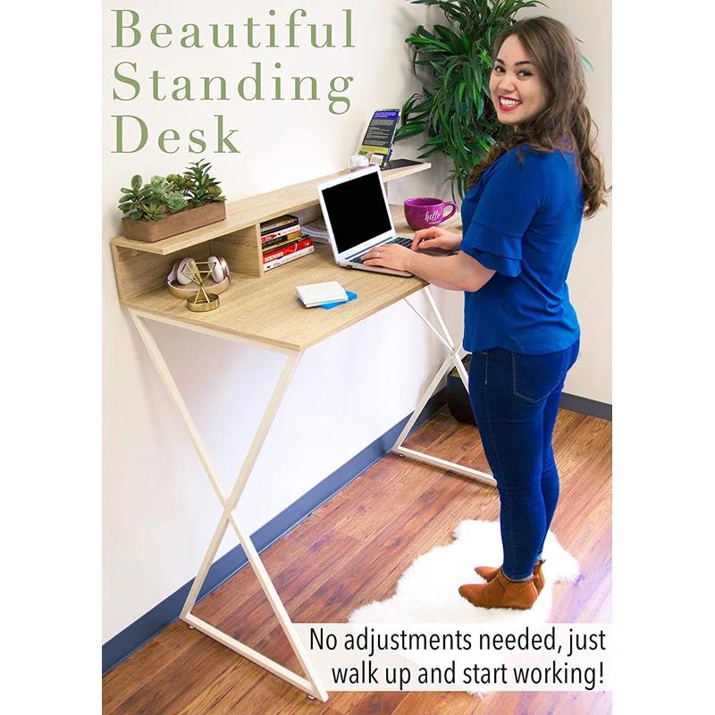 Stand Steady Solid Wood Top Metal Base Standing Desk