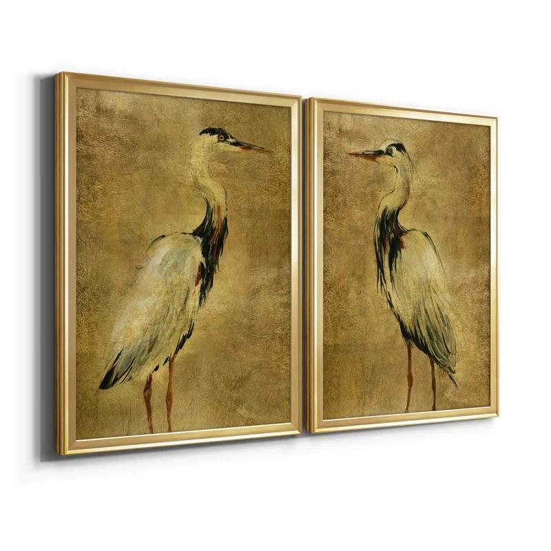 Beachcrest Home™ " Gold Crane At Dusk I " 2 - Pieces Painting Print