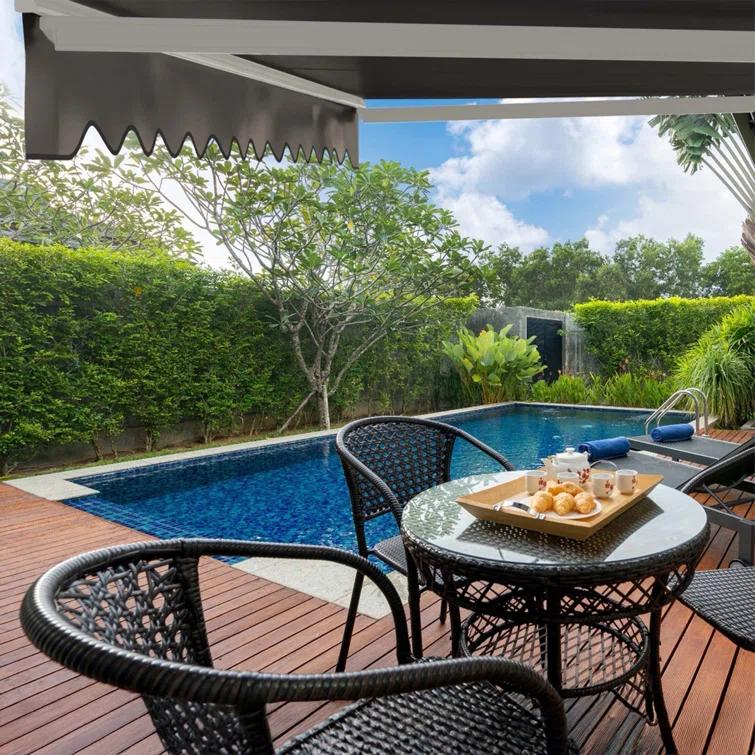 ALEKO ALEKO Motorized Retractable Outdoor Awning with White Frame