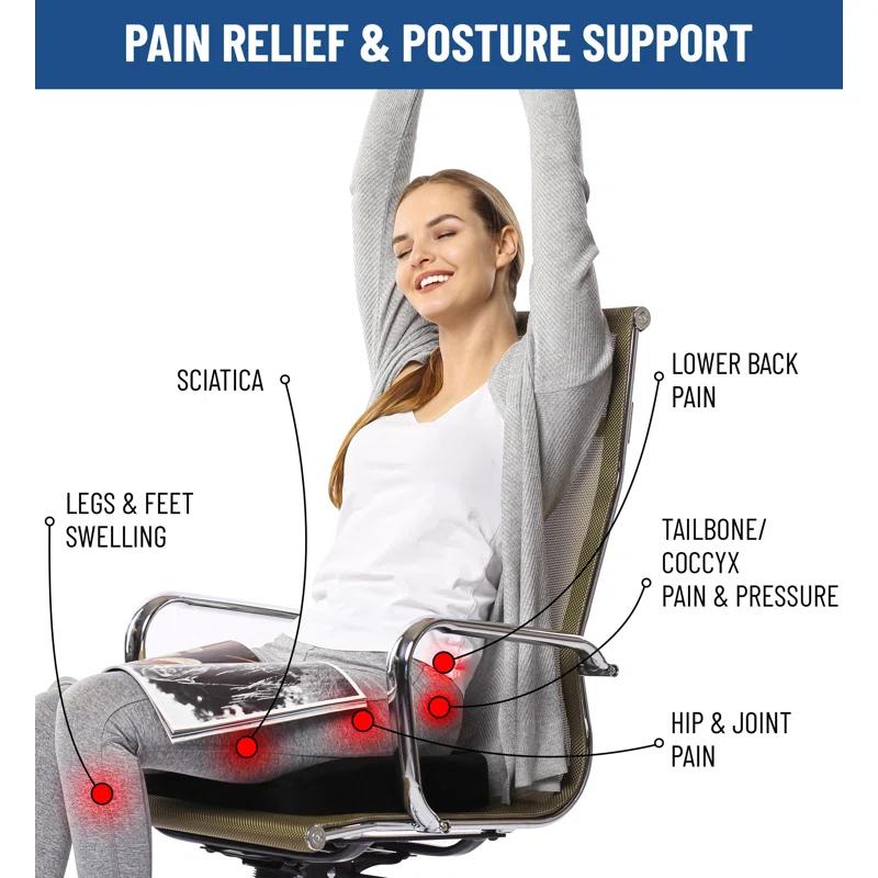 BEACHWATER POOL & SPA, LLC Doctor Recommended Memory Foam Seat Cushions For Office Chairs -  Eligible Tailbone Pain Relief Cushion, Sciatica & Back Support, Office Chair Cushion & Car Seat Cushion