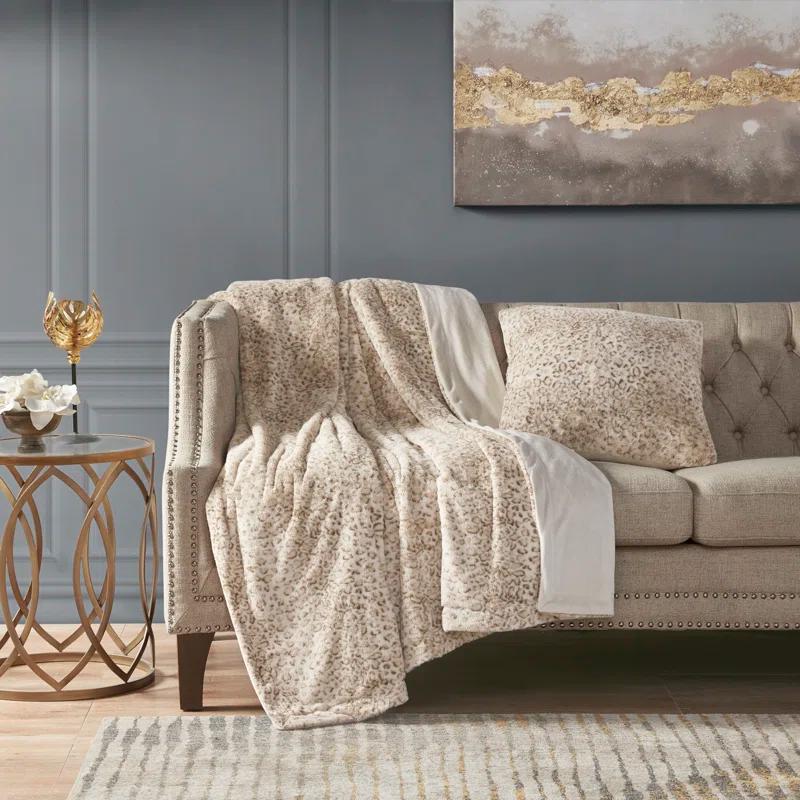 Madison Park Faux Fur Striped Throw Pillow