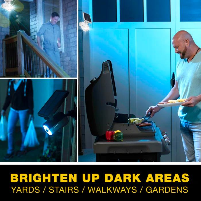 Bell + Howell LED Solar Powered Dusk to Dawn Outdoor Security Spotlight with Motion Sensor and Timer