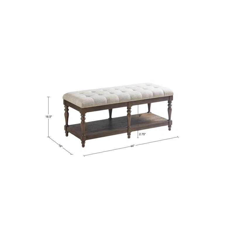 Martha Stewart Highland Tufted Accent Bench with Shelf