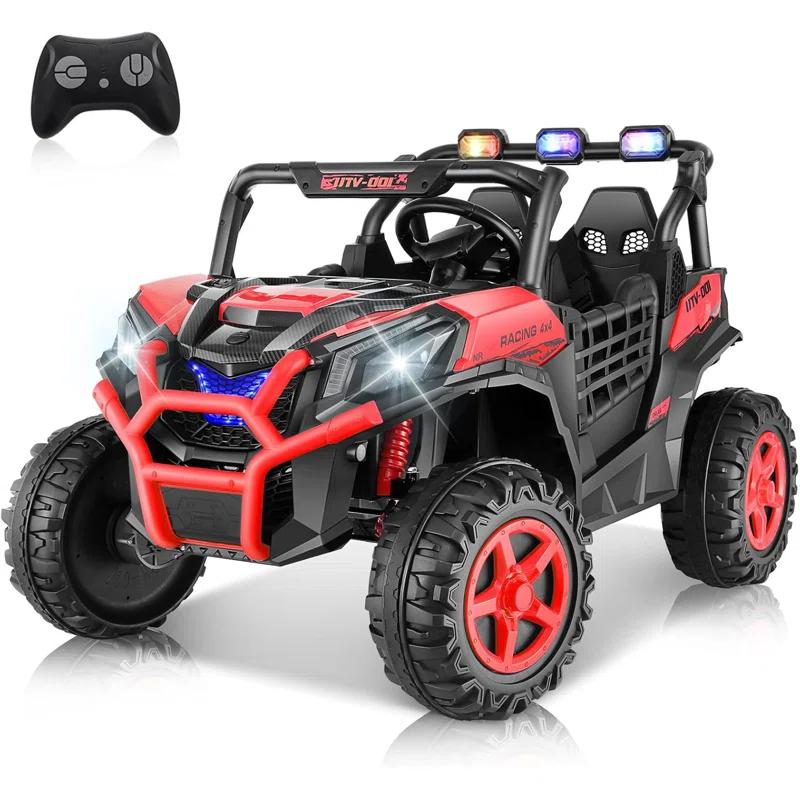 Ancheer 24v 2 Seater Ride on Car with Remote Control, 4WD/2WD Kids Power Electric Wheel UTV, 20" Spacious Seat, 4 Shock Absorbers, Music, Bluetooth, 24 Volt Ride On Toys for Boys/Girls