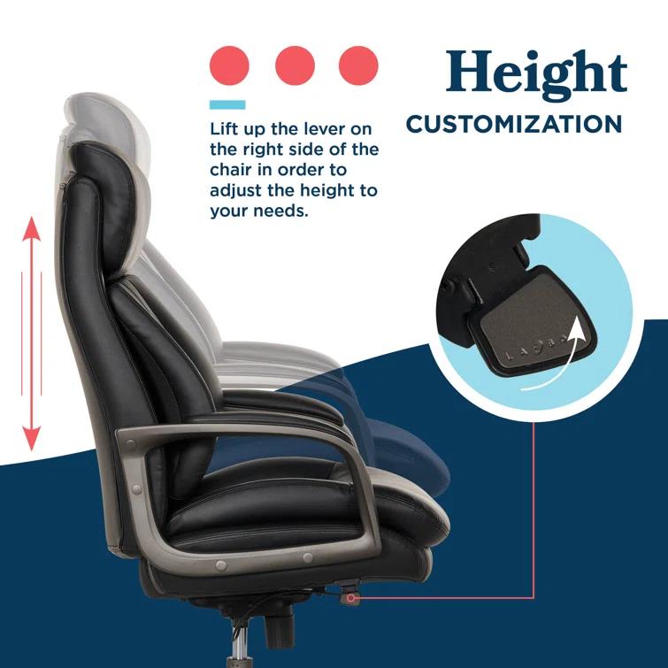 La-Z-Boy La-Z-Boy® Nova Executive Office Chair, Patented AIR Ergonomic Support Technology®, High-Back Premium Comfort & Support, Vegan PU Leather