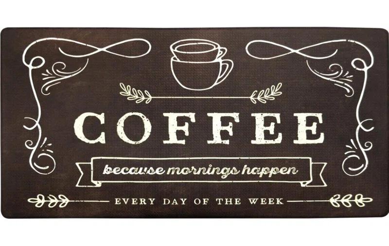 Nicole Miller Cook N Comfort Coffee Because Kitchen Mat
