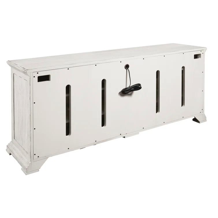 Pulaski Furniture 4 Door Rosette Carved Entertainment Credenza in Distressed White