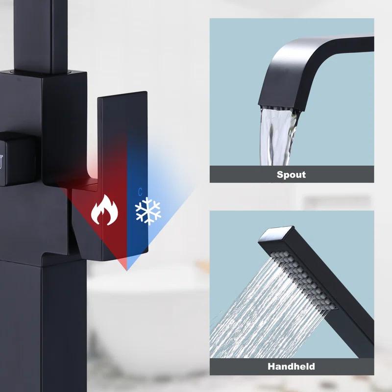 Floor Tub Filler with Diverter