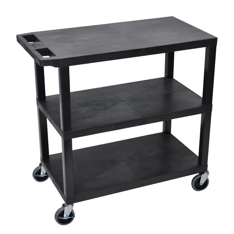 Luxor E Series Utility Cart with 3 Flat Shelves