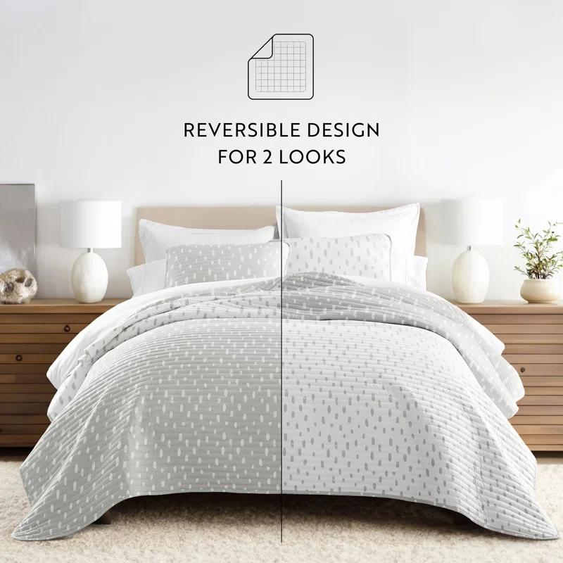 Becky Cameron Becky Cameron Gray Polka Dots Pattern Reversible Quilt Set