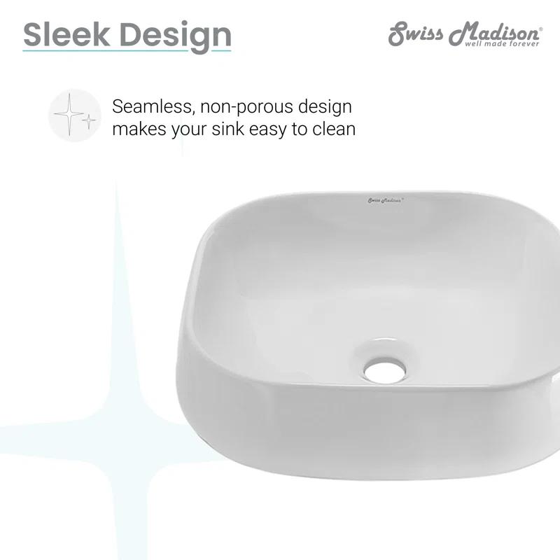 Swiss Madison SM-VS273 Château 18 Square Ceramic Vessel Sink