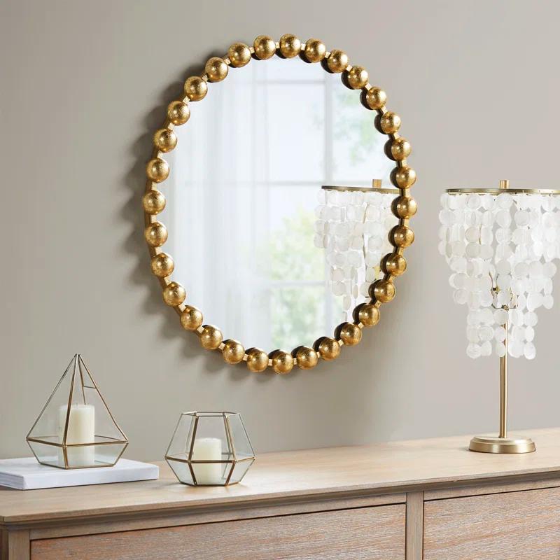 Marlowe Beaded Round Metal Wall Mirror