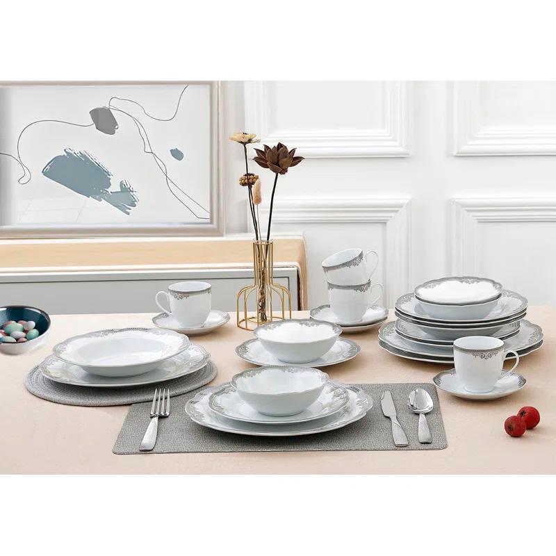 Lorren Home Trends 24 Piece Porcelain China Dinnerware Set - Service for 4