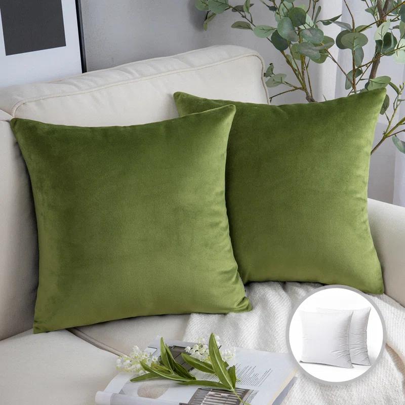 Phantoscope 18" x 18" Modern Green Polyester Throw Pillow , ( 2 Count)