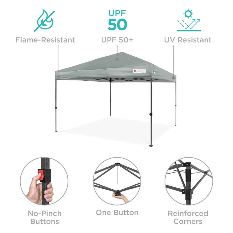 Best Choice Products Best Choice Products Easy Setup Pop Up Canopy W/ 1-Button Setup, Wheeled Case, 4 Weight Bags