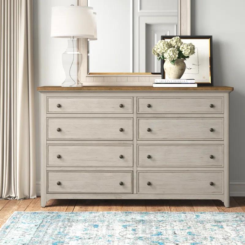 Ayden Transitional 8-Drawer White Dresser with Dovetail Details