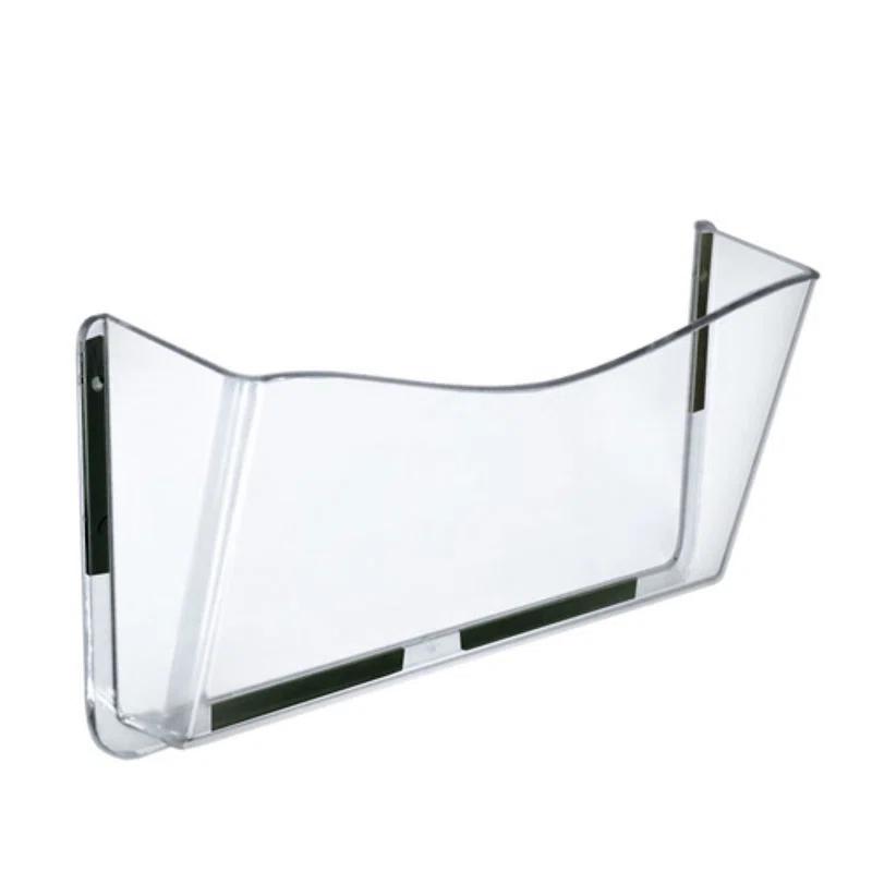 Azar Displays Clear Plastic Wall Mount File Holder with Magnets, 4-Pack (Set of 4)