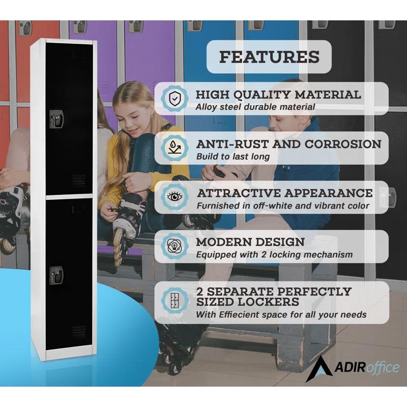 AdirOffice 12'' Wide Steel 2-Tier School and Gym Locker