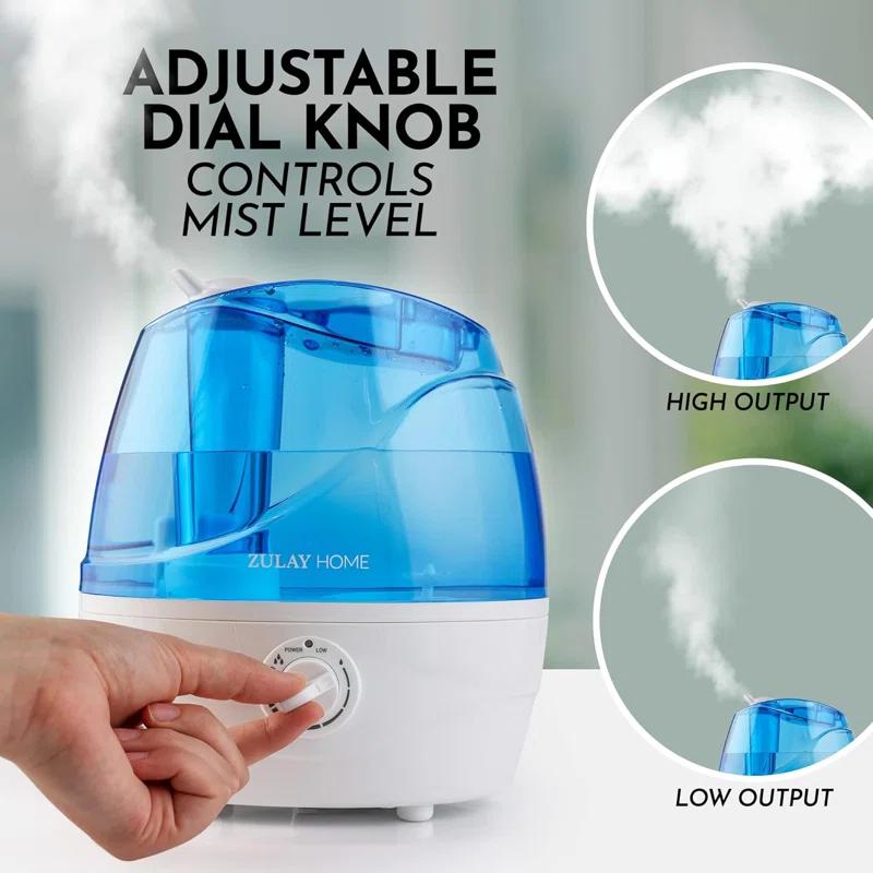 Zulay Kitchen Zulay Home Cool Mist Humidifiers For Bedroom (2.2L Water Tank) - Quiet Ultrasonic Humidifiers For Large Room With Auto Shutoff Feature - Air Humidifier For Plants, Nursery, Kids Room (Gray)