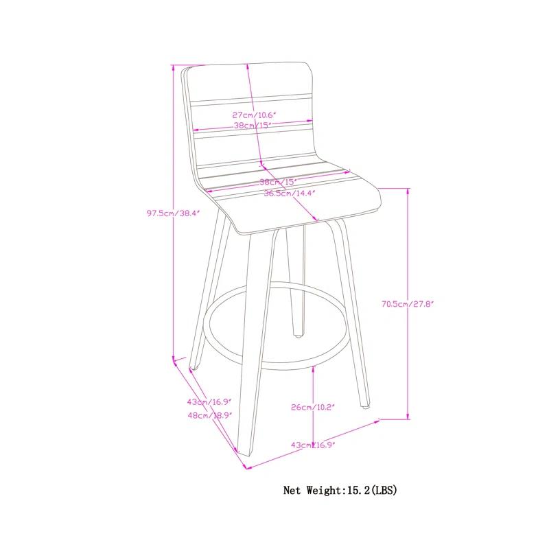 Simpli Home Roland Swivel Upholstered Mid-Century Modern Stool with Padded Seat and Back