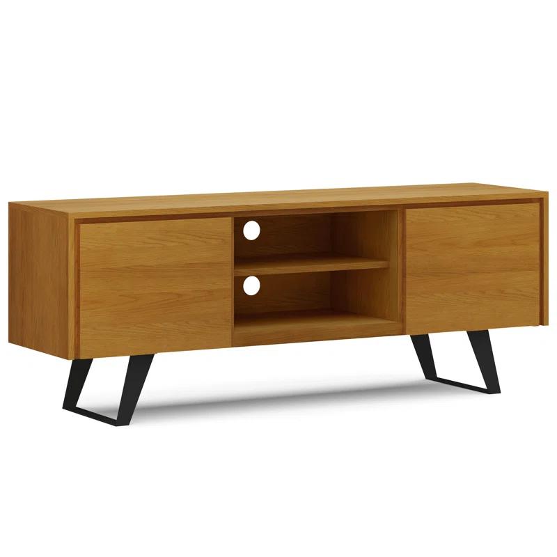 Simpli Home Lowry 63"W Solid Wood Modern Industrial TV Stand for TVs up to 70" with Storage