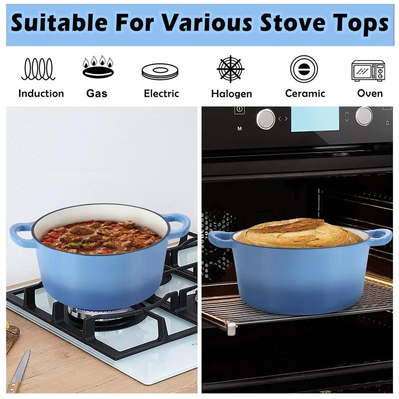 SPECIALTY FLOORING INC Dutch Oven,Enameled Cast Iron Dutch Oven Cooking Pot With Lid & Dual Handles, For Bread Baking Braising Stewing, Heavy Duty & Non Stick, Oven & All Stovetops Safe