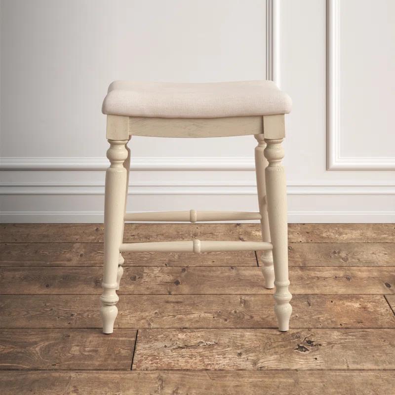 Elegant Marino 25" White Washed Wood Backless Counter Stool