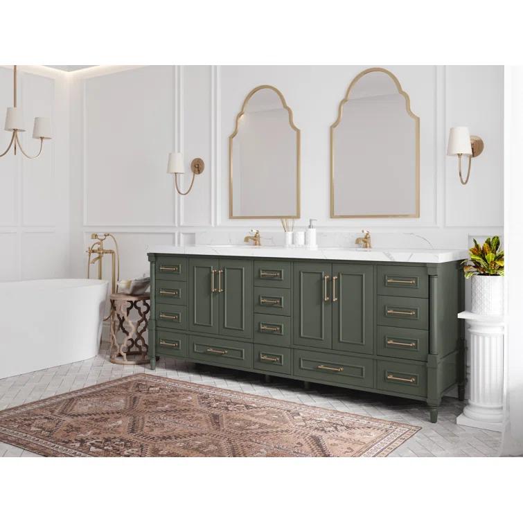 Willow Collections Aberdeen 84'' Double Bathroom Vanity with Quartz Top
