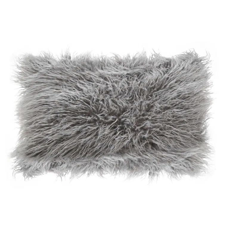Saro Faux Mongolian Collection Faux Fur Throw Pillow